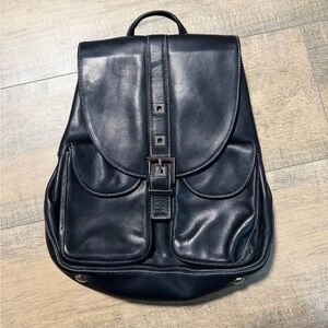 Classic Black Leather Backpack